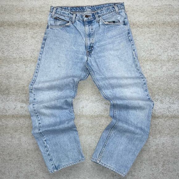 Vintage 90s Orange Tab Levis Jeans 34x30 Slim Fit Light Wash Made in USA Cotton - Picture 2 of 4